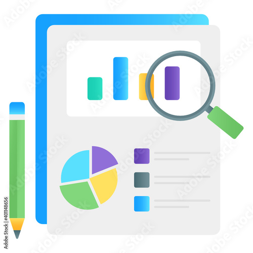 
Flat gradient vector of business report, statistical analysis 
