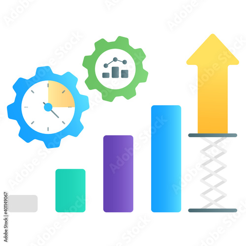  Gear with clock  flat gradient vector of productivity  