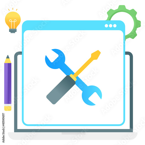 
Spanner with screwdriver insider website, web tools gradient concept icon
