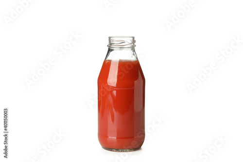 Bottle of tomato juice isolated on white background