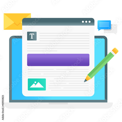 
Article writing, blogging vector in gradient style 
