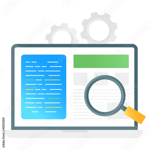 
Software testing application concept in gradient style, content searching

