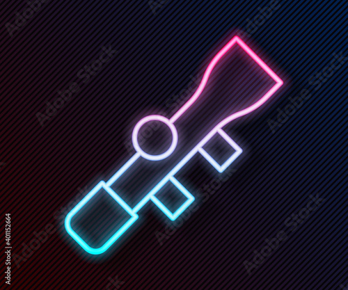 Glowing neon line Sniper optical sight icon isolated on black background. Sniper scope crosshairs. Vector.