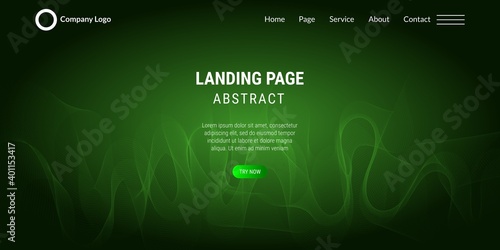 Wallpaper Mural Vector abstract dynamic waves, curved lines in green gradient colors. Modern web template or landing page Torontodigital.ca