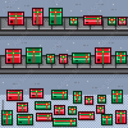 box transport system in the factory pixel art.