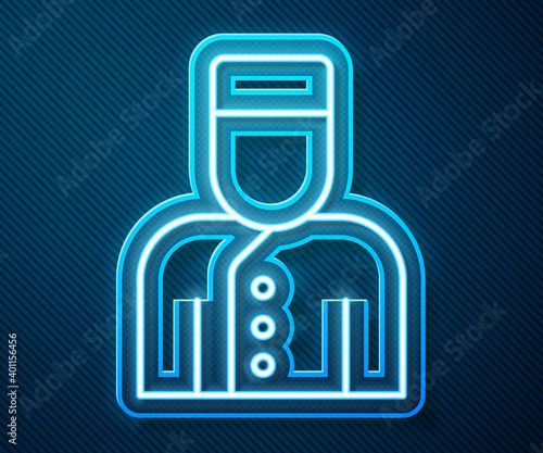 Glowing neon line Concierge icon isolated on blue background. Vector.
