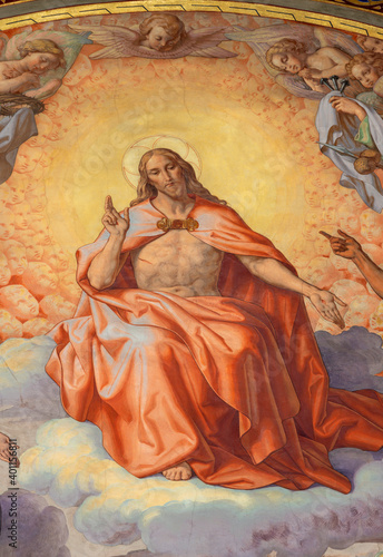 VIENNA, AUSTIRA - OCTOBER 22, 2020: The Jesus from the fresco of Apotheosis o...