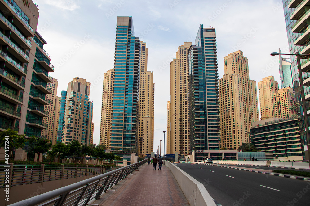 View of some towers in Jumeirah Beach residencies area of Dubai. Outdoors View of some towers in Jumeirah Beach residencies area of Dubai. Outdoors