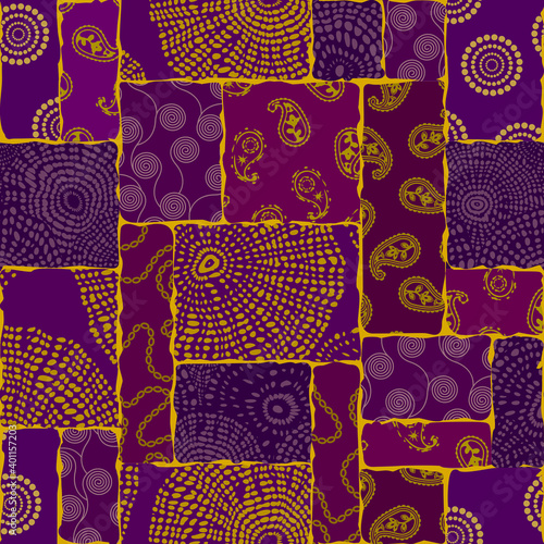 Fototapeta Naklejka Na Ścianę i Meble -  Seamless background pattern. Textile patchwork pattern. Vector image