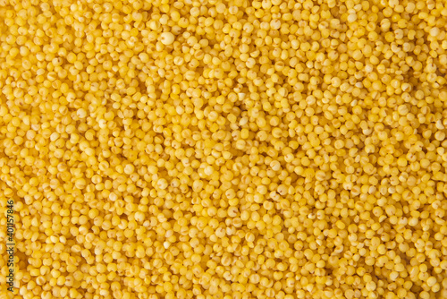 Closeup of yellow raw millet