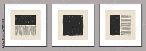 Trendy set of abstract creative minimal artistic hand sketched compositions