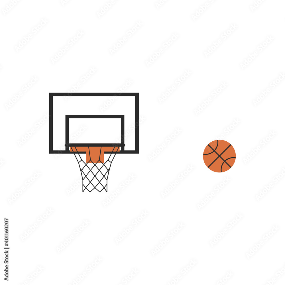 ball passes through the hoop in the basket flat style stock vector illustration