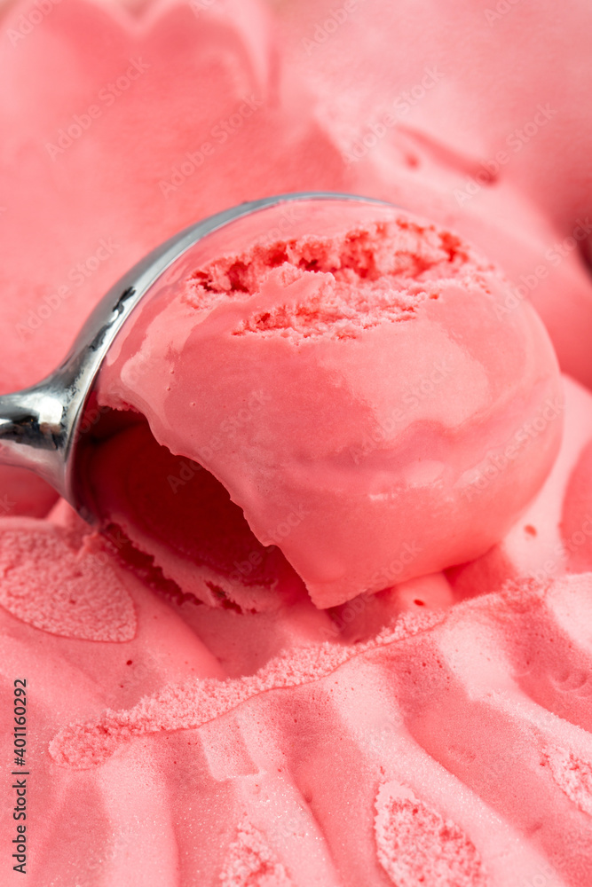 Strawberry ice-cream and strawberry in studio Strawberry ice-cream and strawberry in studio