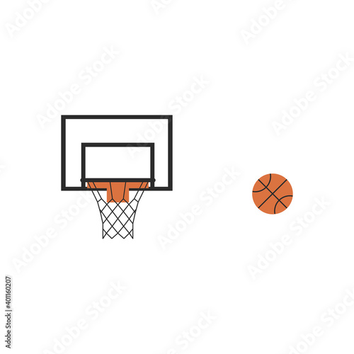 ball passes through the hoop in the basket flat style stock vector illustration