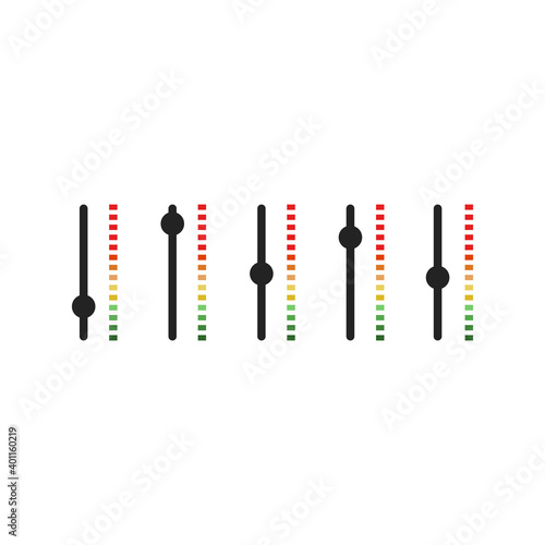 Sound recording equipment concept - music mixer control panel. dj mix console set, vector art image illustration isolated on white background