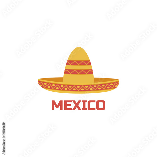 Mexican Sombrero Hat on white background. Mexico. Vector illustration stock