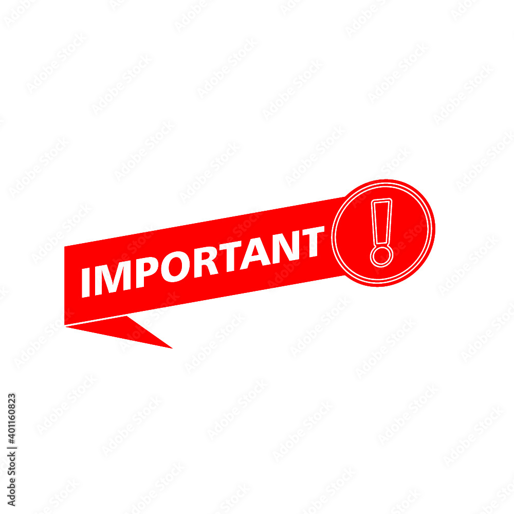 Important icon for attention message banner for marketing with exclamation mark isolated on white background Important icon for attention message banner for marketing with exclamation mark isolated on white background