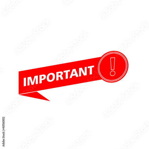 Important icon for attention message banner for marketing with exclamation mark isolated on white background