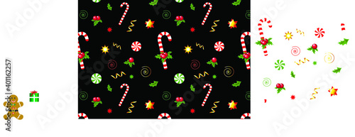 
 christmas background. new year pattern, vintage, vector, hand drawing
