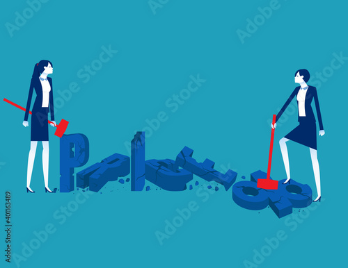 A people with a hammer breaks prices. Discounts and sales