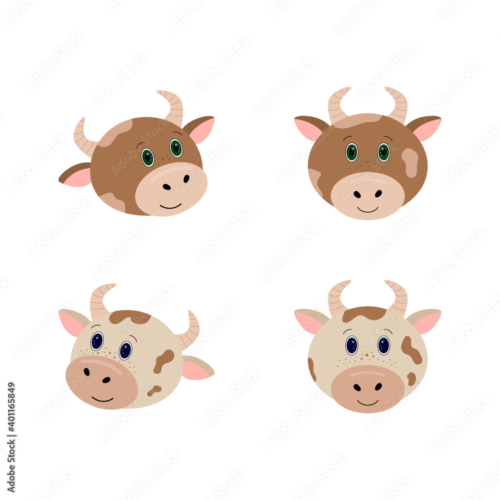 Cute and little cow head. Vector illustration. Cute and little cow head. Vector illustration.