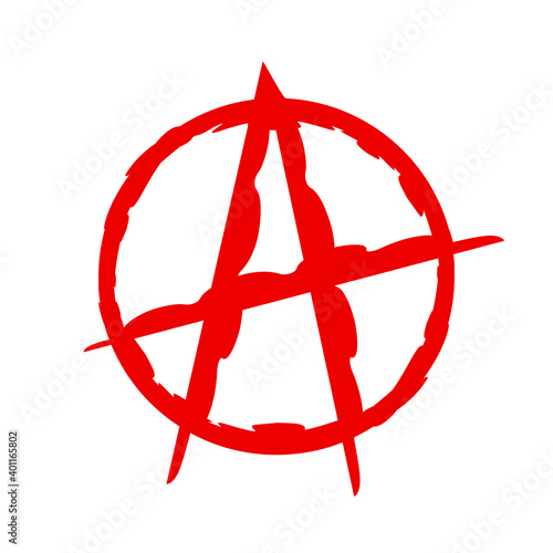 Red abstract anarchy icon on white background, sign for design, vector illustration