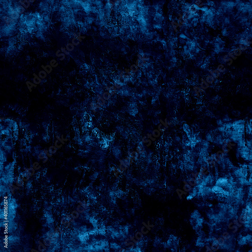 Hand drawn abstract background with dark blue paint strokes  stains and splashes. For creating backdrops or textures. Can be used as a seamless pattern for styles.