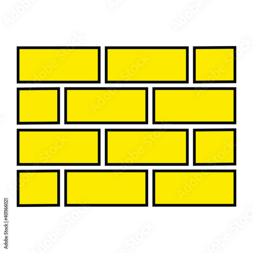 Yellow brick wall on white background, sign for design, vector illustration