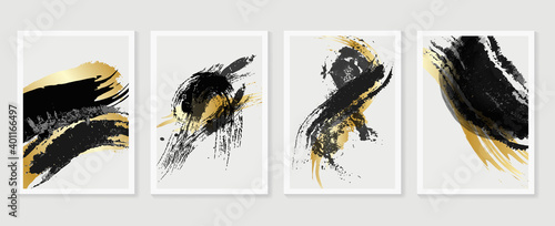 Gold and dark ink wall arts vector collection. Golden and luxury wallpaper design for prints and Canvas Prints.