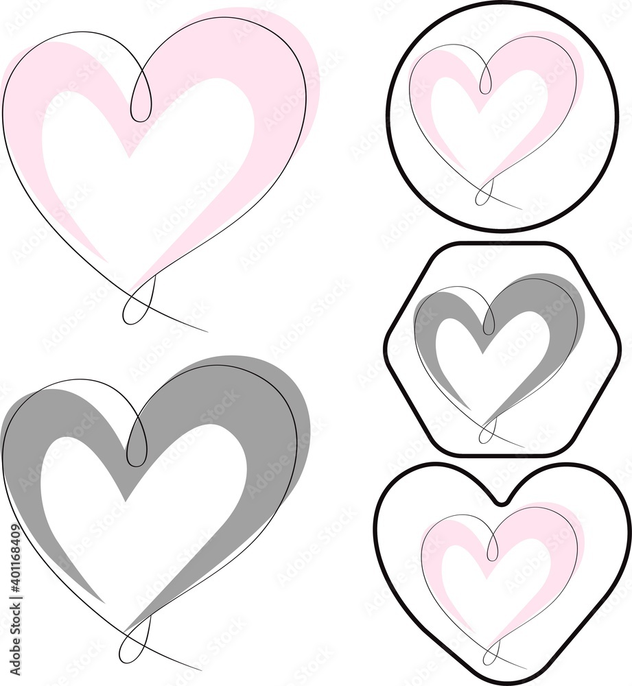 Set of heart elegant symbol.  Vector art illustration.