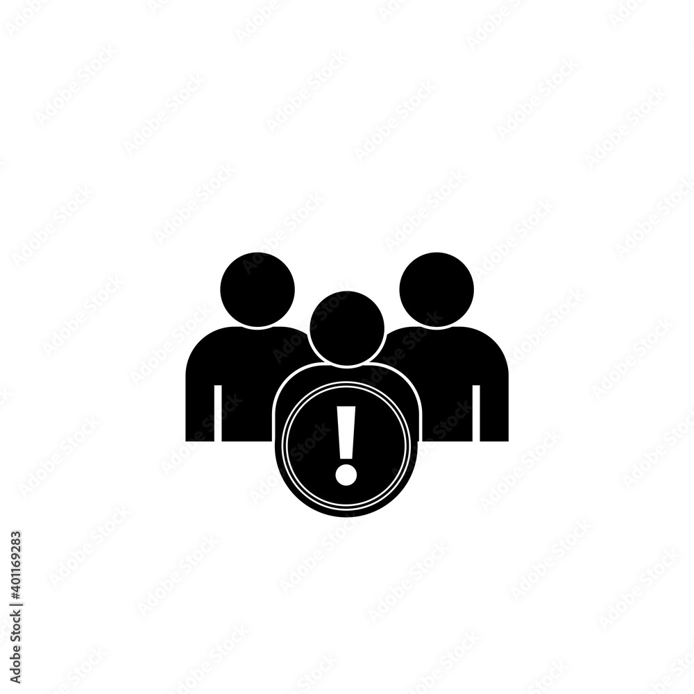 Management icon with exclamation mark isolated on white background Management icon with exclamation mark isolated on white background