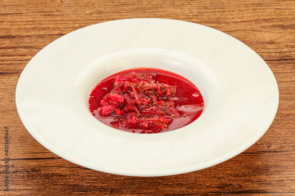 Russian traditional Borsch soup with cabbage Russian traditional Borsch soup with cabbage