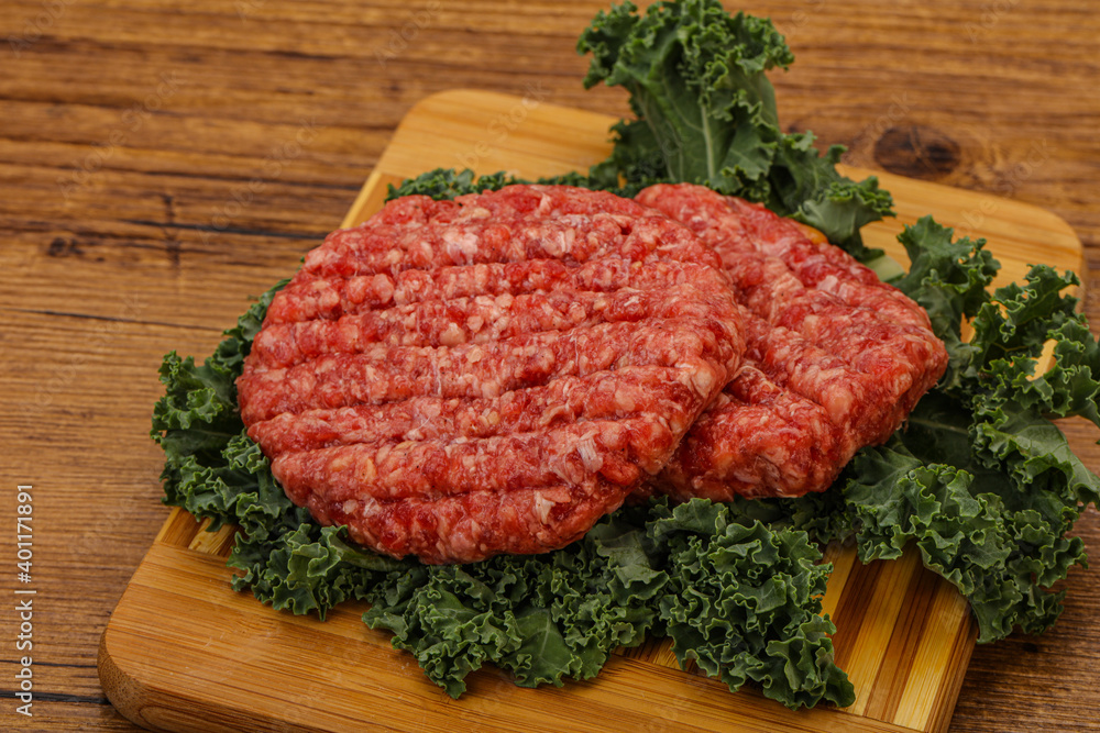 Raw beef burger cutlet for cooking Raw beef burger cutlet for cooking