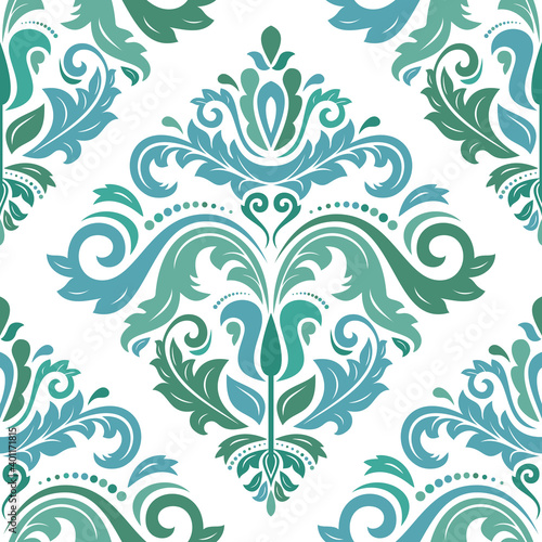 Orient classic pattern. Seamless abstract background with vintage blue and green elements. Orient background. Ornament for wallpaper and packaging
