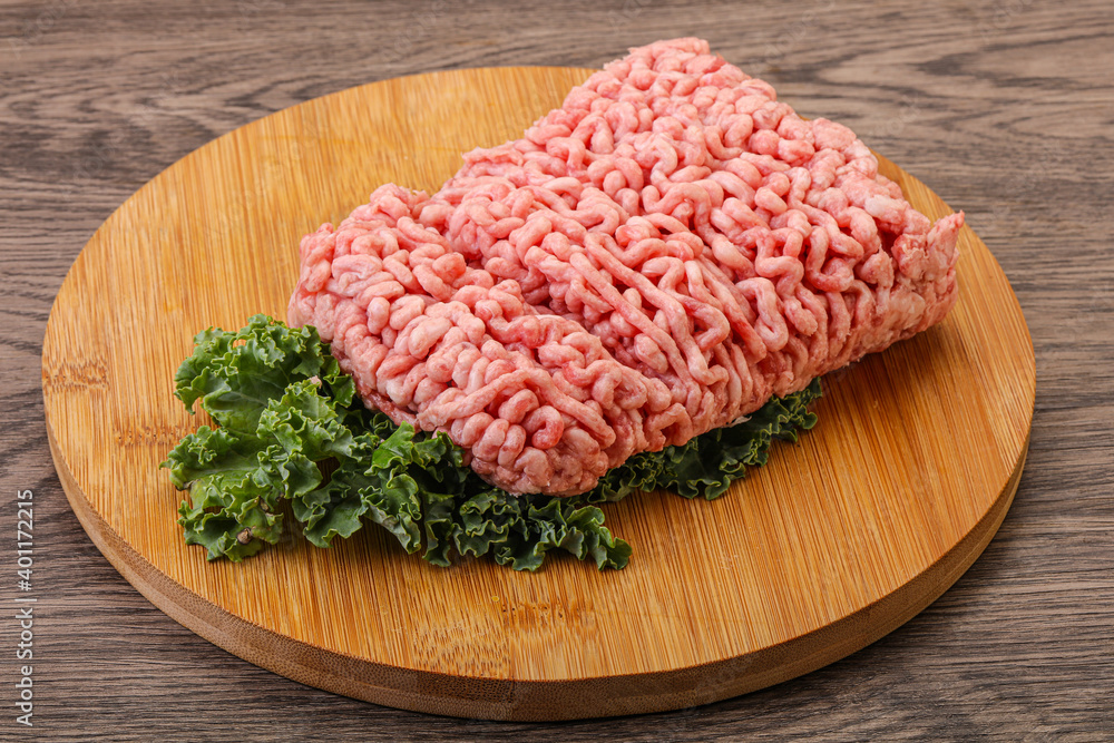 Raw pork minced meat for cooking