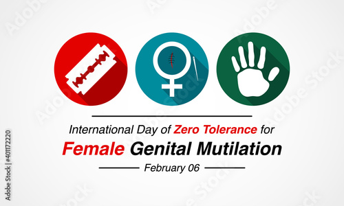 Fototapeta Naklejka Na Ścianę i Meble -  Vector illustration on the theme of International Day of Zero Tolerance for Female Genital Mutilation (FGM), observed each year on February 6th across the globe.