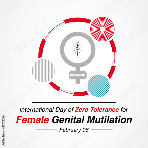 Vector illustration on the theme of International Day of Zero Tolerance for Female Genital Mutilation (FGM), observed each year on February 6th across the globe.