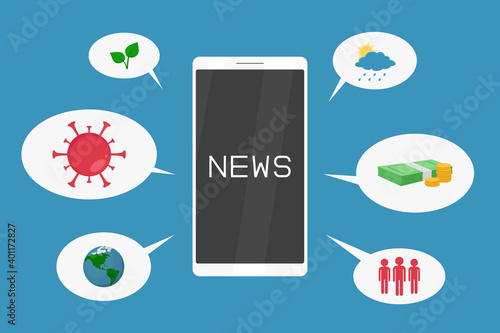 News on smartphone. Vector illustration.