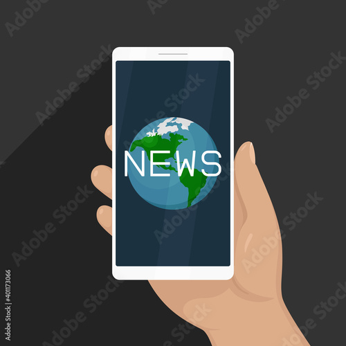 World news on smartphone. Vector illustration.