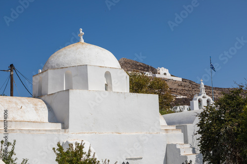 View of the Saint Nicholas Church. Folegandros Island, Greece.