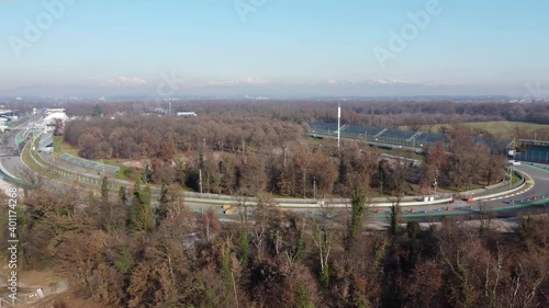 Monza aerial shot over international racing track
