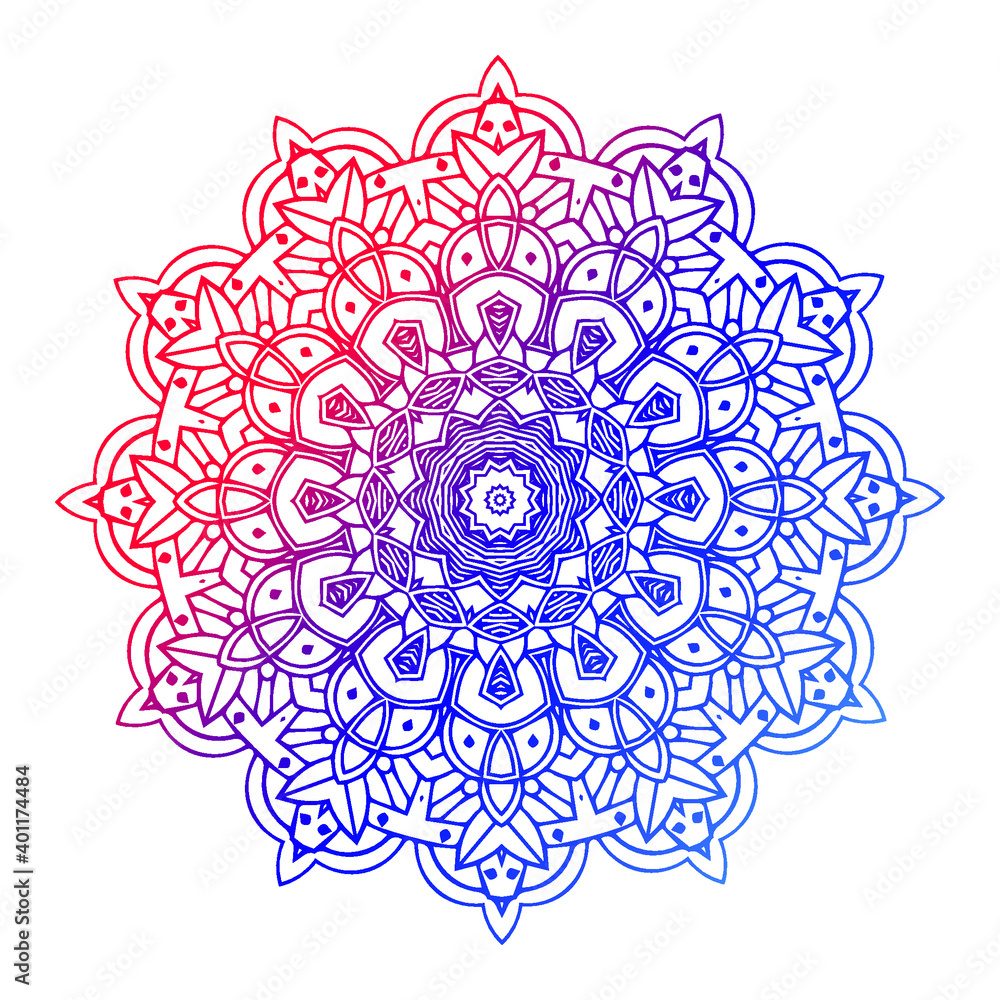 Mandala pattern colored background. Vector illustration. Meditation element for India yoga. Ornament for decorating. Boho, fabric.