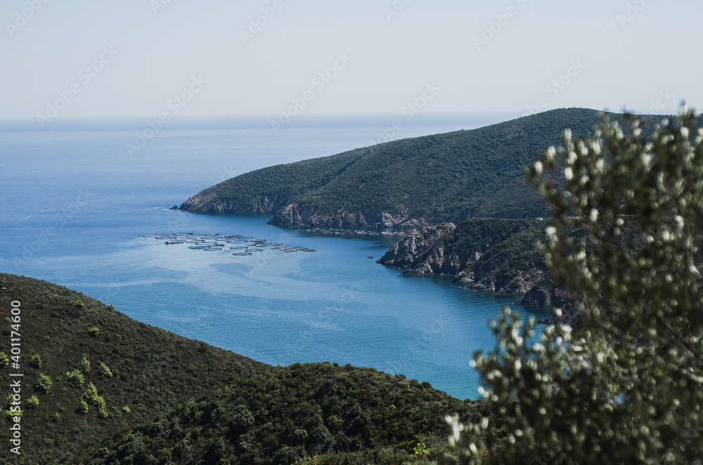 Scenic view of the Greek coast of the Agean sea
