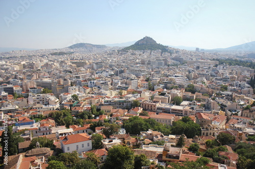 View over the city from Acropolis hill in Athens, Greece. Panorama of Athens