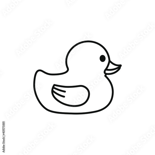 Rubber duck icon line style isolated on white background. Vector illustration