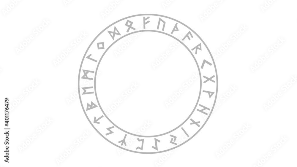 Norse runes circles icon isolated on white background. Runic alphabet ...