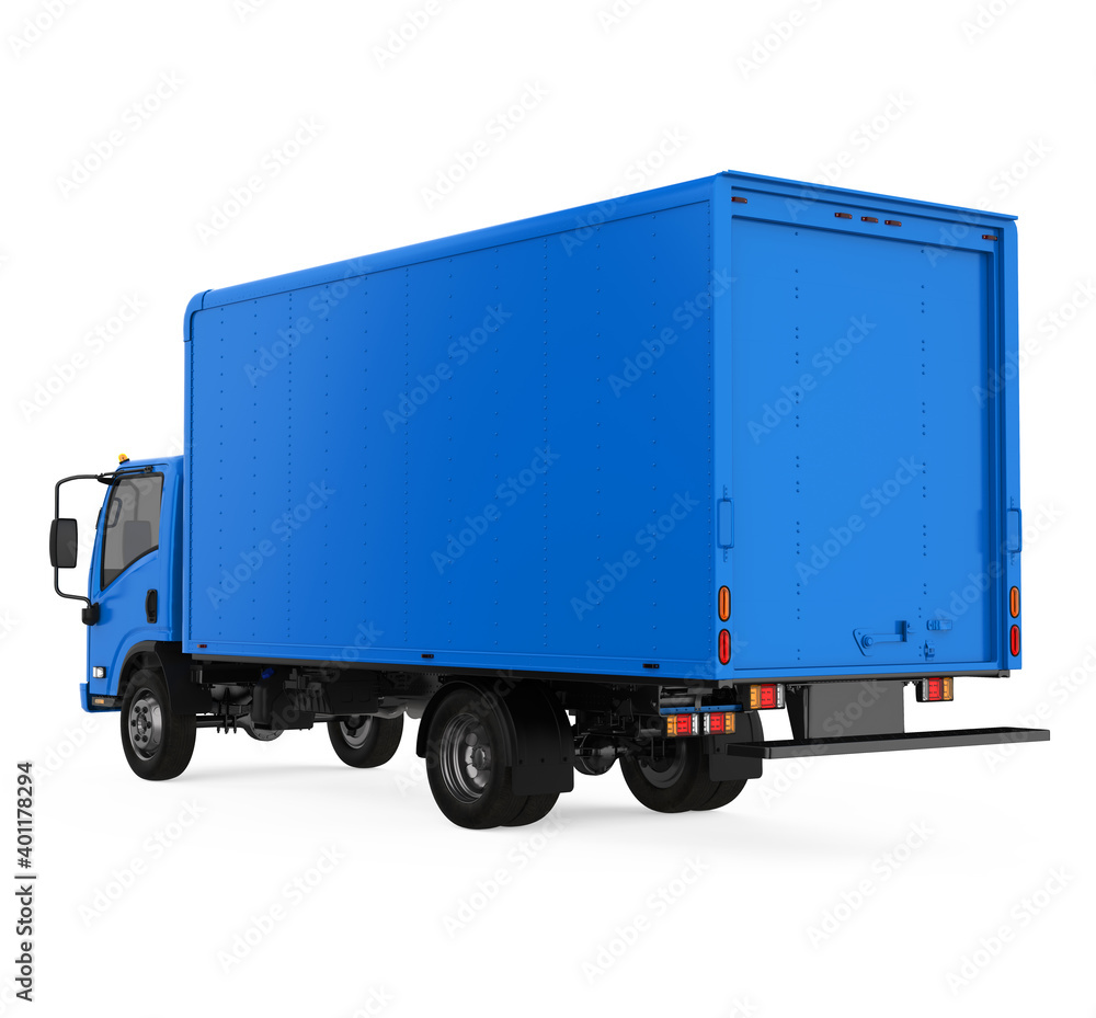 Blue Delivery Truck Isolated