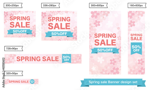スプリングセールバナーセット　広告　テンプレート　　Spring Sale Ad set