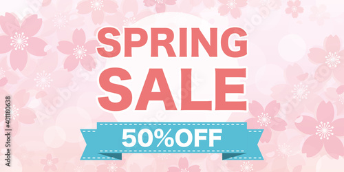 スプリングセール広告　バナー　販売促進　横向き（サイズ比率 2:1）　Spring Sale Banner