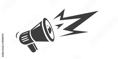 Megaphone loudspeaker shout out attention vector shape icon in vintage retro old black and white style illustration, loud screaming announcement idea, propaganda protest idea